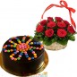 half kg eggless games truffle cake roses basket