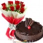 half kg eggless royal crunch cake roses bouquet