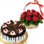 half kg eggless oreo cake 15 roses basket