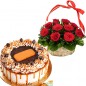 half kg eggless cookies butterscotch cake roses basket