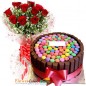 ten mix roses half kg kitkat gems chocolate cake