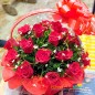 18 red roses basket