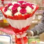 20 white red roses white paper packing bouquet