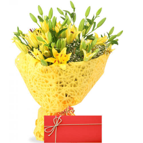 Small Lilies Bunch With Card