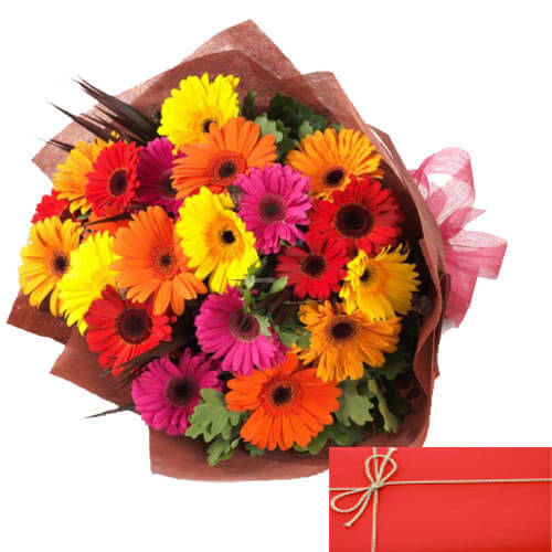 20 Mix Gerberas Bouquet with Card