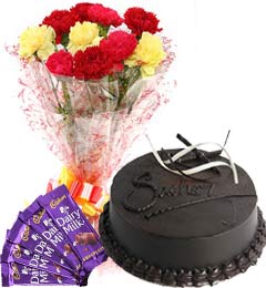 Chocolate Cake Half Kg Carnations Bouquet n Chocolate
