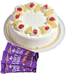 Pineapple Cake Half Kg N Chocolate Gifts
