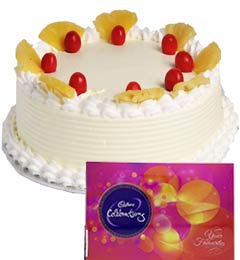 Pineapple Cake Half Kg N Cadbury Celebrations Chocolate Gift