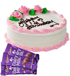 Eggless Strawberry Cake Half Kg N Chocolate Gifts