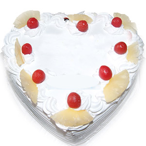 1Kg Eggless Heart Shape Pineapple Cake