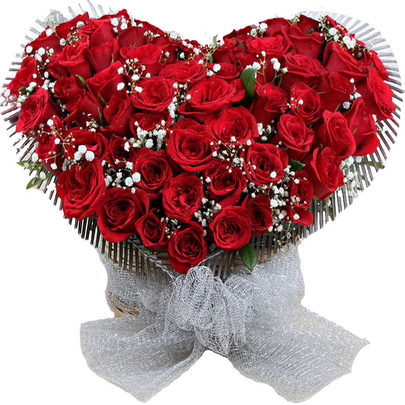 Red Roses Heart Shape Flowers Arrangement