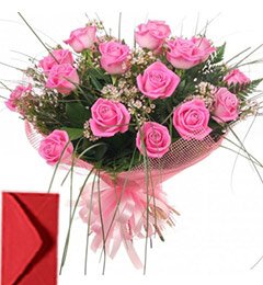 15 Pink Roses Bouquet