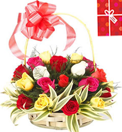25 Mix Roses Basket