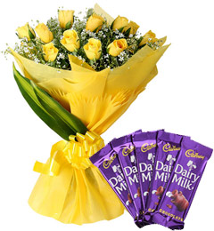 Yellow Roses Bouquet n Chocolate