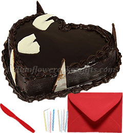 Eggless 1kg Heart Shape Chocolate Cake Greeting Card