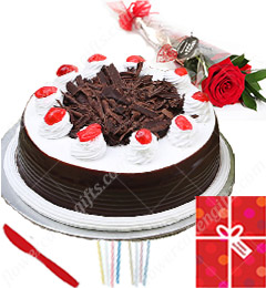 Eggless Half Kg Black Forest Cake Roses Greeting Card 