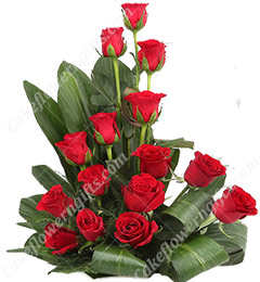 15 Red Roses Designer Basket