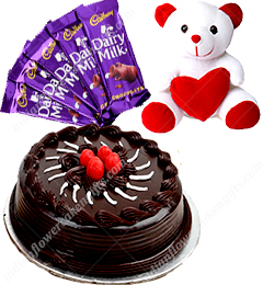 Half Kg Eggless Chocolate Cake Teddy n chocolate 