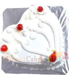 1Kg heart shaped vanilla cake
