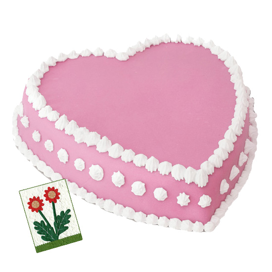Heart Shaped Strawberry Cake 500gms 