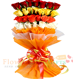 Orange Yellow Red White Red Roses