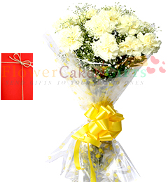 10 White Carnations