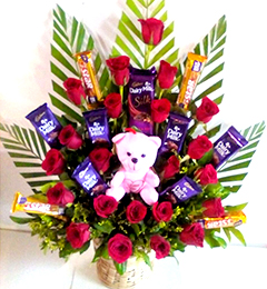 Best Teddy  Roses n Cadbury dairy milk Chocolate Bouquet