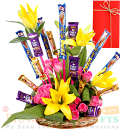 Lilies Roses Cadbury Dairy Milk 5 Star Perk Chocolates Bouquet 