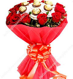 Red Roses Bouquet n Ferrero Rocher Chocolates