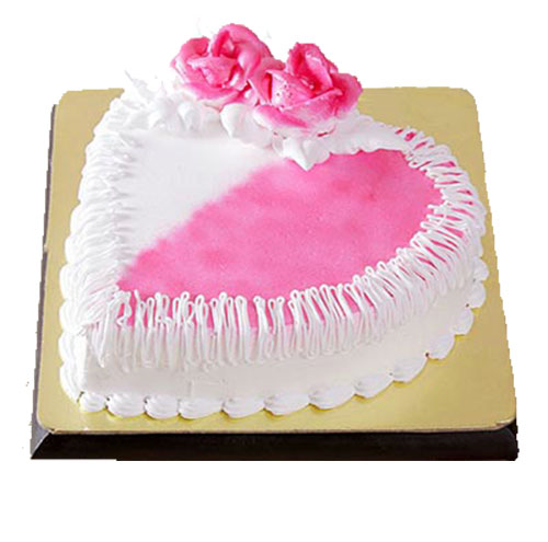1Kg Heart Shaped Strawberry Cake