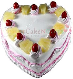 1 Kg Pineapple Cake Heart Shaped Card