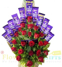 Roses Flower Dairy Milk Chocolates Bouquet