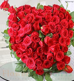 Heart Shape Red Roses Bouquet 