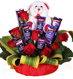 Teddy Roses Chocolate Bouquet