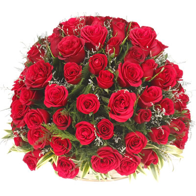 50 Red Roses Basket