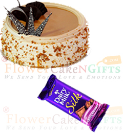 half kg butterscotch cake Dairy Milk Silk Chocolate
