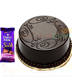 Half Kg Chocolate Truffle Cake n Dairy Milk Silk Chocolate