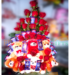 Designer Teddy Roses Chocolate Bouquet