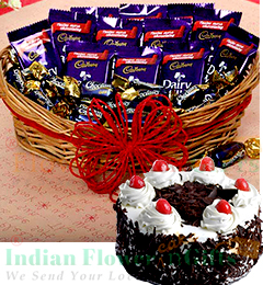 Sweet Chocolate Hamper and Half Kg Black  Forest Cake 