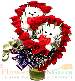 Teddy Roses Flower Chocolates Bouquet