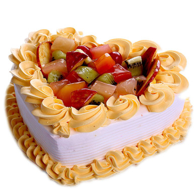 2Kg Fruit Eggless Heart Shape Cake