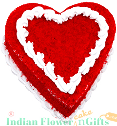 1Kg Red Velvet Heart Shaped Cake