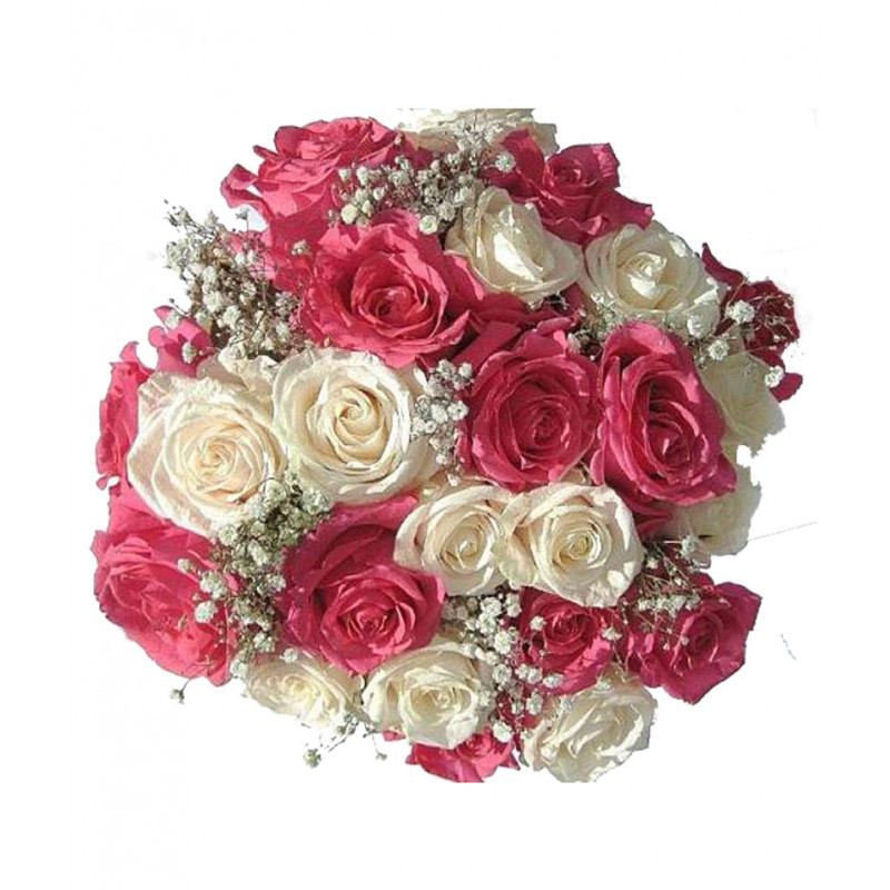White and Pink Roses Flower Bouquet