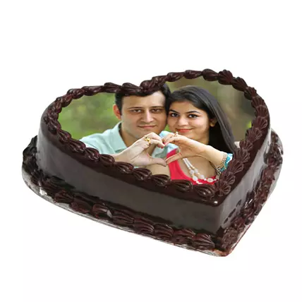 Heart Shape Photo Chocolate Cake Eggless 1kg