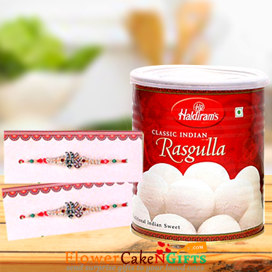 1kg Rasgulla and Designer Rakhi