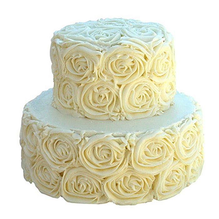 3 kg White Rose 2 Tier Cake