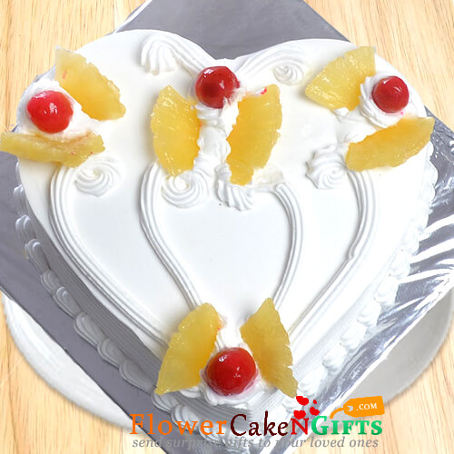 Half Kg pineapple cake heart shape