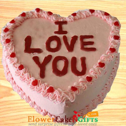 Half Kg Strawberry Cake Heart Shape