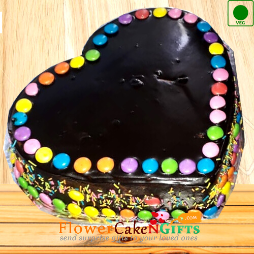 1Kg Eggless Cadbury Games Chocolate Truffle Cake Heart Shape