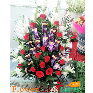 Divine Love - Red Roses n Chocolate Bouquet